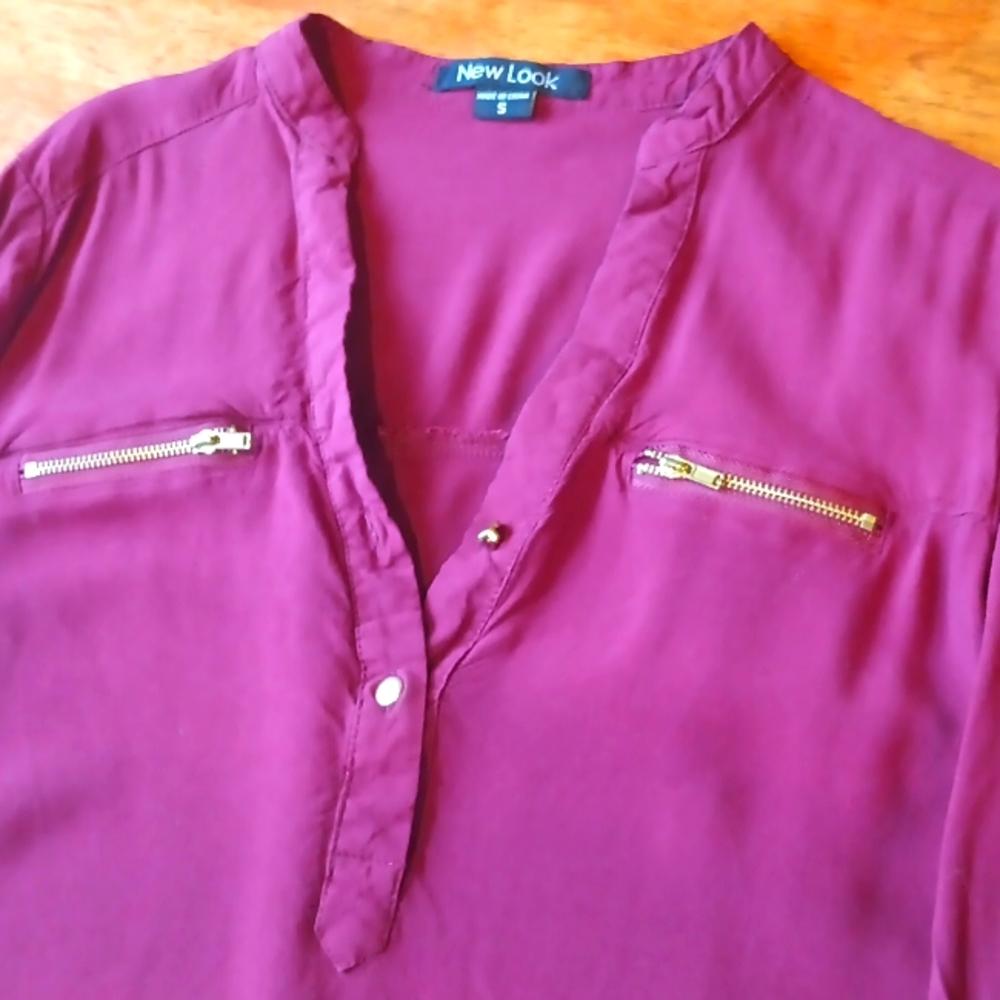 New look shirt| women's long sleeve shirt Sz small| wine red summer shirt